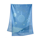 Écharpe en laine et soie 67x180, La Galaxie du petit prince – Bleu