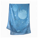 Écharpe en laine et soie 67x180, La Galaxie du petit prince – Bleu