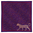 Carré en cachemire et soie 65, Léopard - Marron Bleu