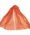 Echarpe en soie 67x180, mousseline de soie imprimée Léopard col 15 Orange