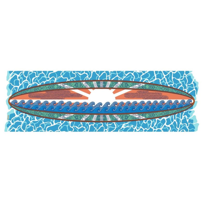 Echarpe en lin et coton 51x180 imprimé Surf Board col 4 Bleu