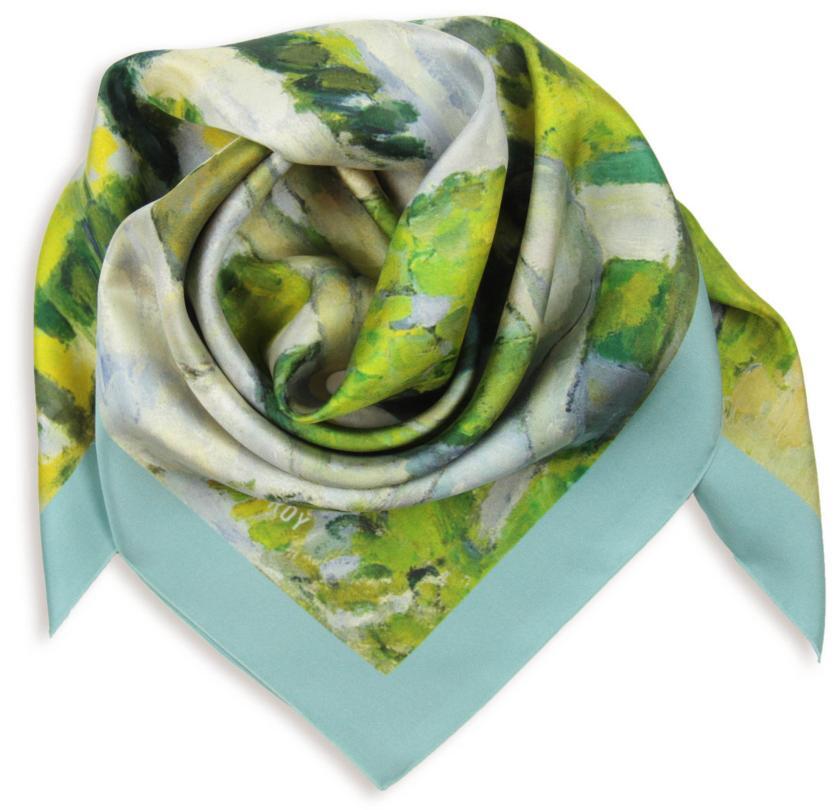 Carré de soie 67, twill de soie imprimé Cézanne Baigneuse - Bleu Ciel