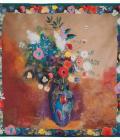 Carré de soie 67, twill de Soie imprimé Odilon Redon, Bouquets - Bleu