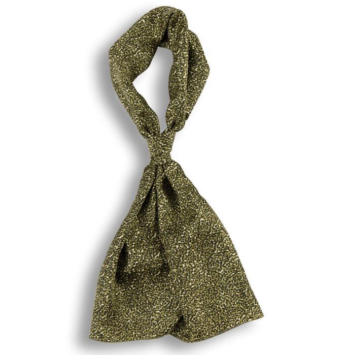 Echarpe en soie, twill de soie imprimé mini fauve col 6 fougère