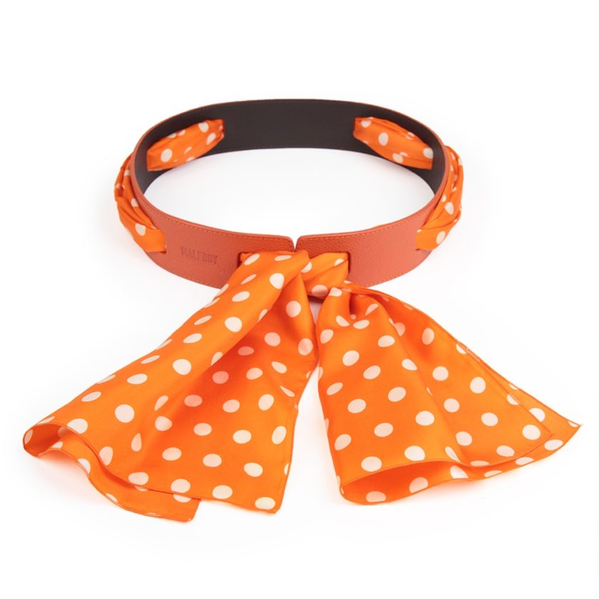 Ceinture femme en cuir pour Foulards col 1 orange