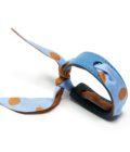 Bracelet Cuir et Lien en Twill de soie imprimé Pois col 3 ciel caramel