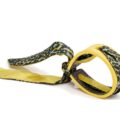 Bracelet Cuir et Lien en Twill de soie imprimé Nano Fauve et Pois col 3 vert jaune