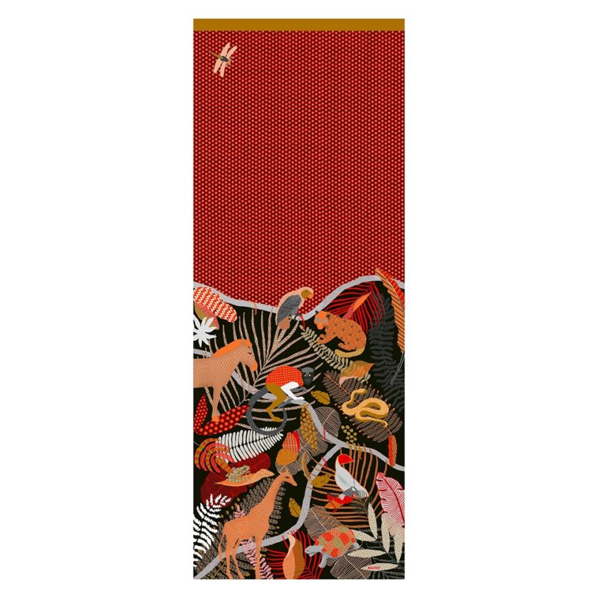 Echarpe en Laine et soie Exotisme Hiver col 4 rouge orange