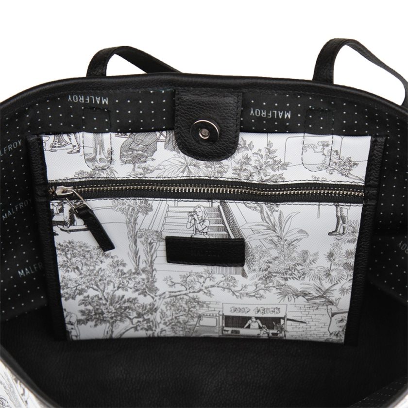 Sac Cabas MALFROY Toile de Jouy - Noir