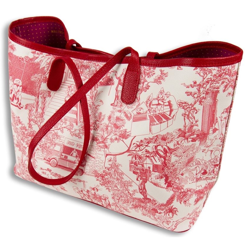 Sac Cabas MALFROY Toile de Jouy - Rouge