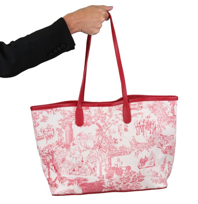 Sac Cabas MALFROY Toile de Jouy - Rouge