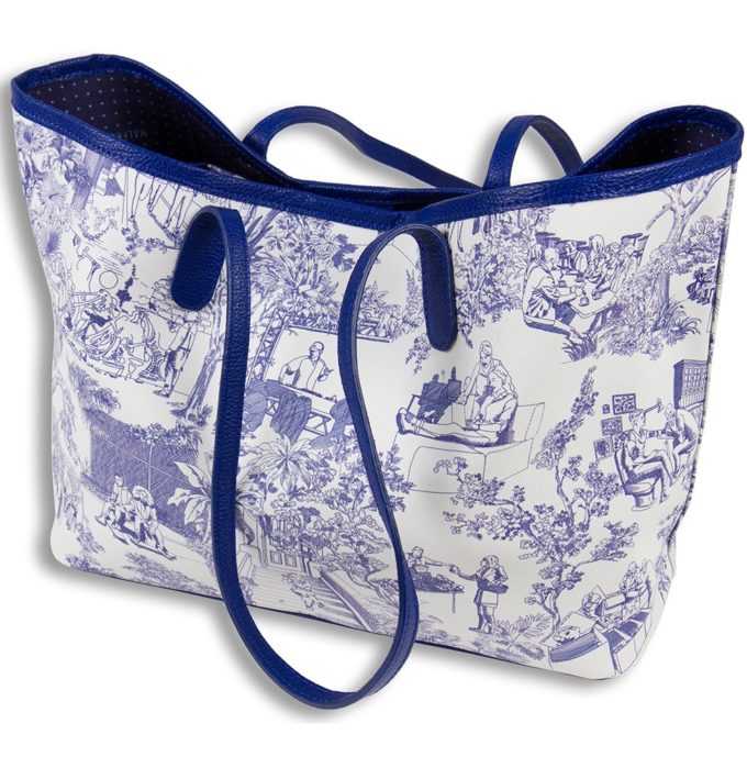 Sac Cabas MALFROY Toile de Jouy - Bleu