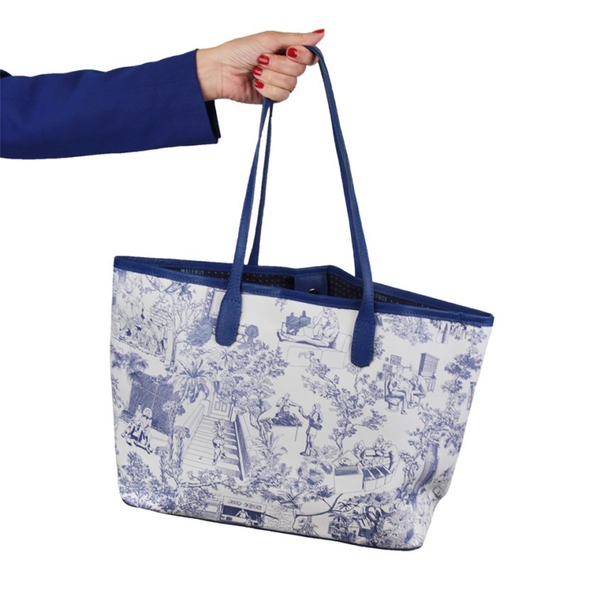 Sac Cabas MALFROY Toile de Jouy - Bleu