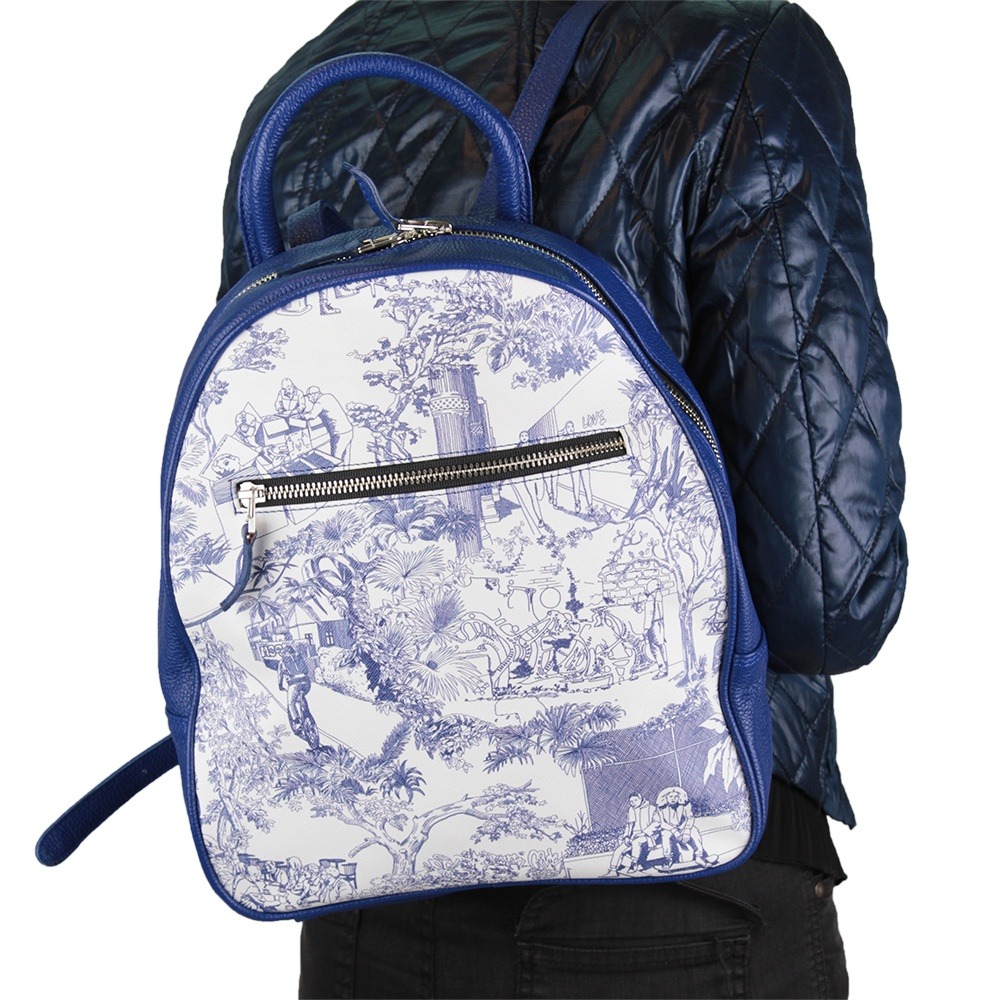 Sac toile de Jouy bleu