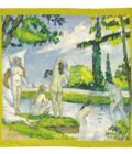 Carré de soie 67, Twill de soie imprimé Cézanne Baigneuse col 4 jeune pousse