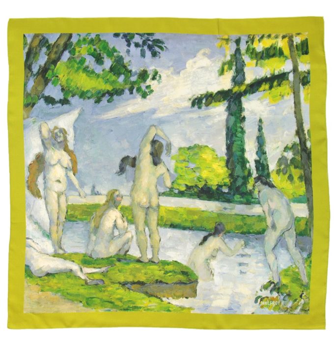 Carré de soie 67, Twill de soie imprimé Cézanne Baigneuse col 4 jeune pousse