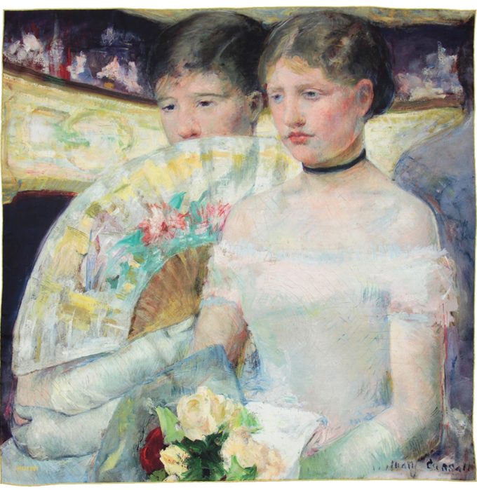 Carré de soie, twill de soie imprimé Mary Cassatt The Loge