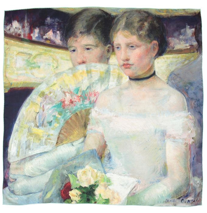 Carré de soie, twill de soie imprimé Mary Cassatt The Loge