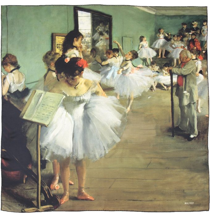 Carré de soie, twill de soie imprimé Dégas le cours de danse