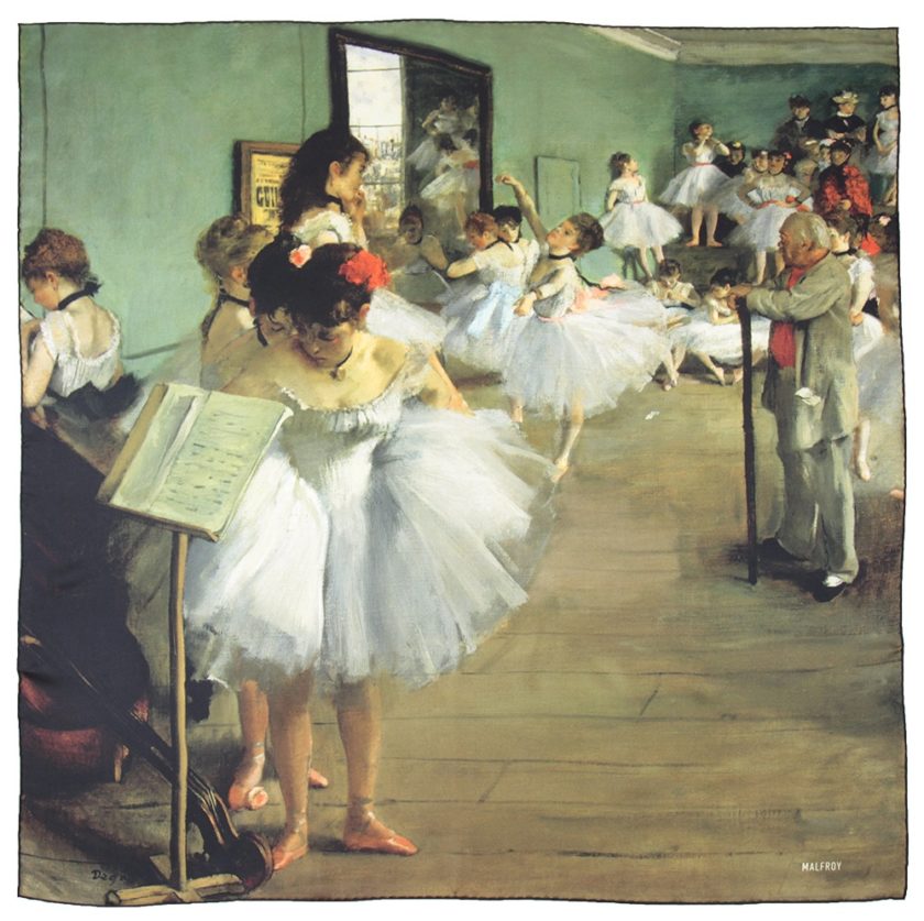 Carré de soie, twill de soie imprimé Dégas le cours de danse
