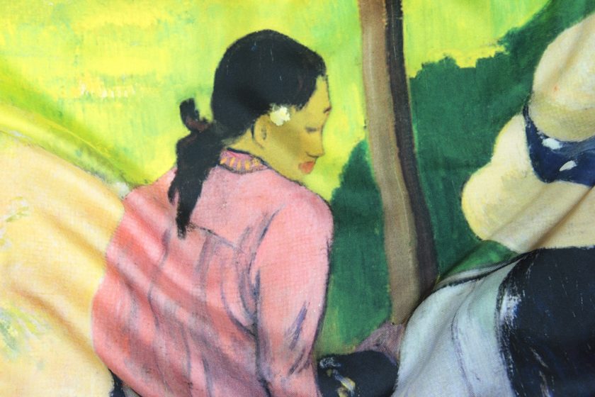 Carré de soie, twill de soie imprimé Gauguin La Sieste