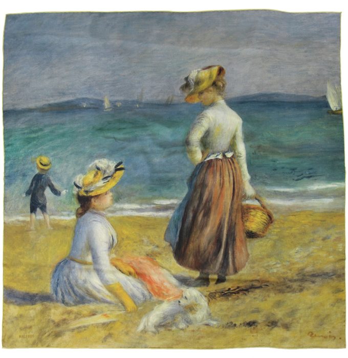 carré de soie, twill de soie imprimé renoir Silhouettes col 3 paille