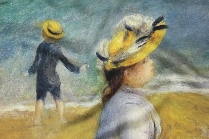 carré de soie, twill de soie imprimé renoir Silhouettes col 3 paille