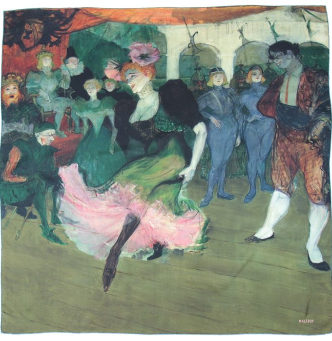 Carré de soie, twill de soie imprimé Toulouse Lautrec Le Boléro col 3-2