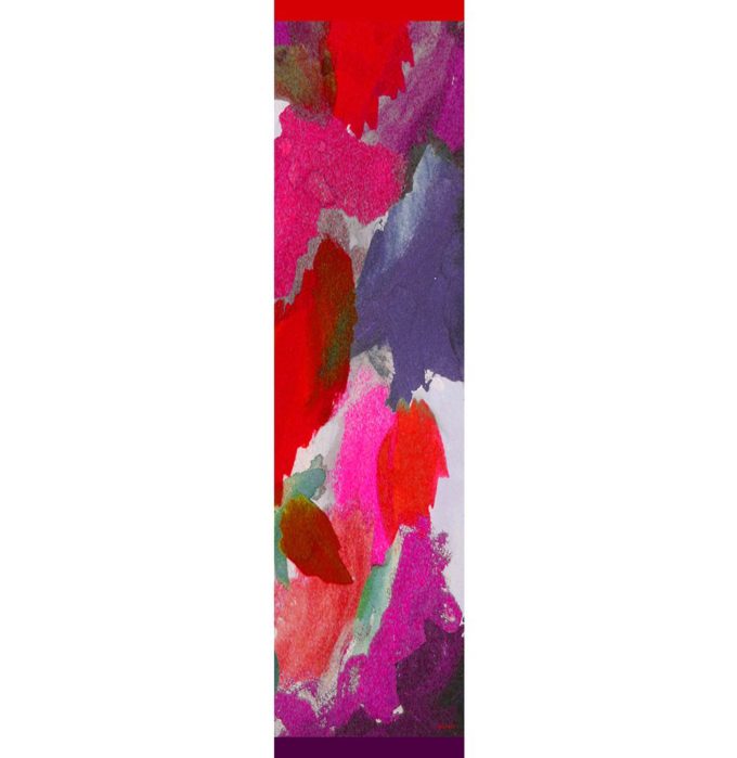 Echarpe en Laine et soie imprimée Painting de l'artiste Thuy col 2 aubergine violet