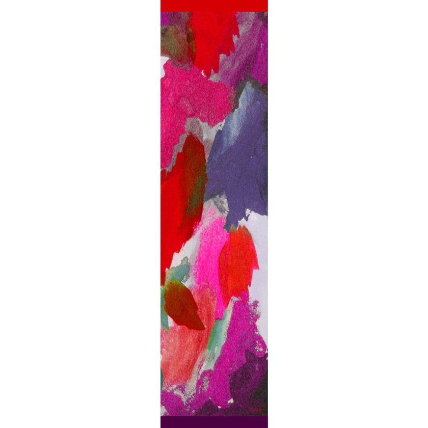 Echarpe en Laine et soie imprimée Painting de l'artiste Thuy col 2 aubergine violet