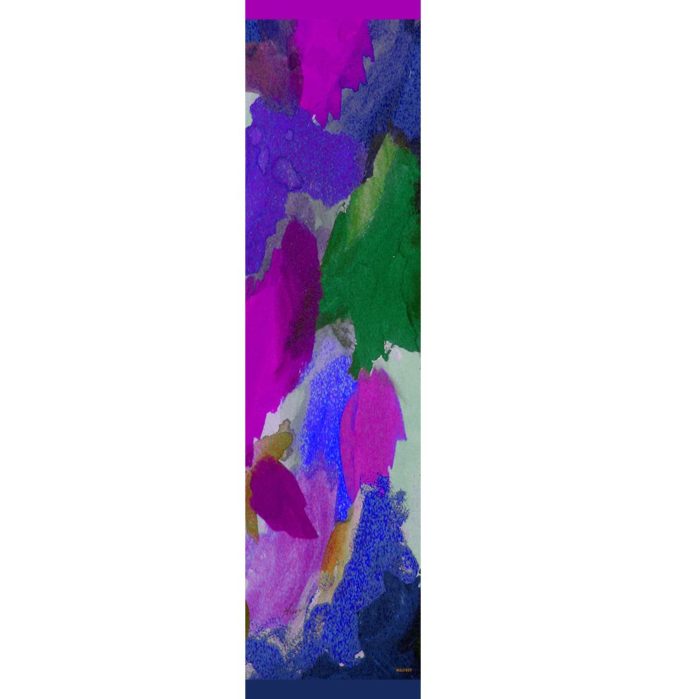 Echarpe en Laine et soie imprimée Painting de l'artiste Thuy col 4 vert fuchsia