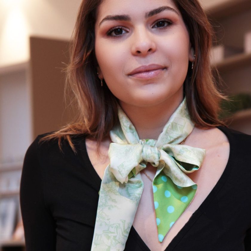 Twilly en twill de soie imprimé Quotidien et Gros Pois col 5 Vert