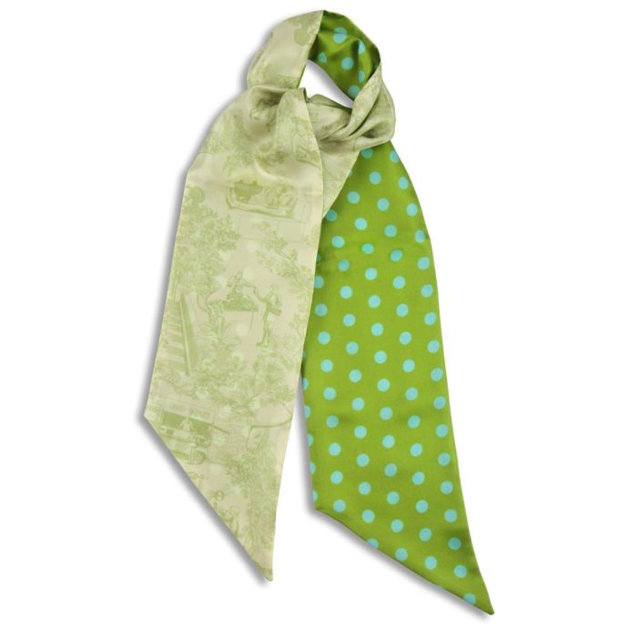 Twilly en twill de soie imprimé Quotidien et Gros Pois col 5 Vert