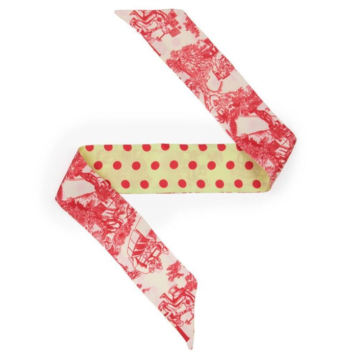 Petit Twilly en twill de soie imprimé Quotidien et Gros Pois col 2 Rouge