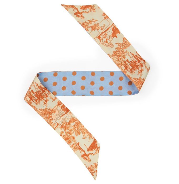 Petit Twilly en twill de soie imprimé Quotidien et Gros Pois col 4 Camel