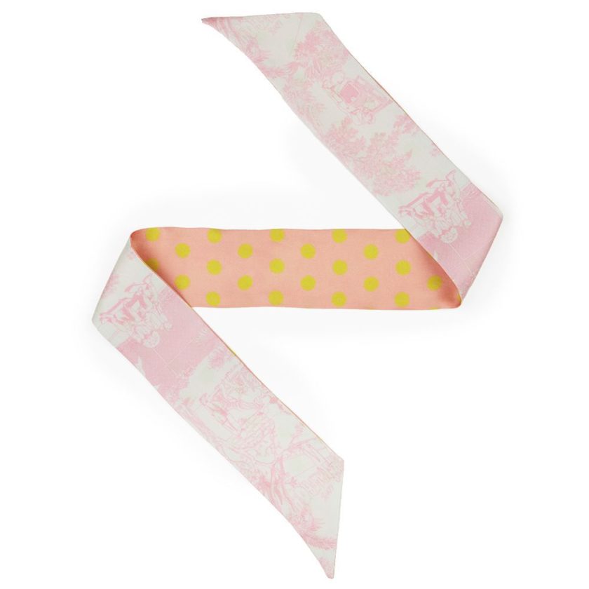 Petit Twilly en twill de soie imprimé Quotidien et Gros Pois col 6 Guimauve