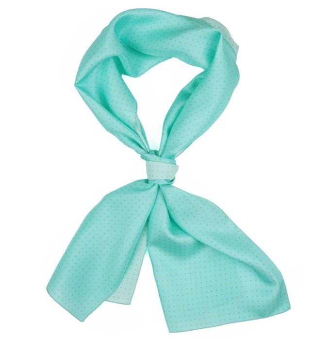 Echarpe en soie, twill de soie imprimé mini Pois col 13 turquoise