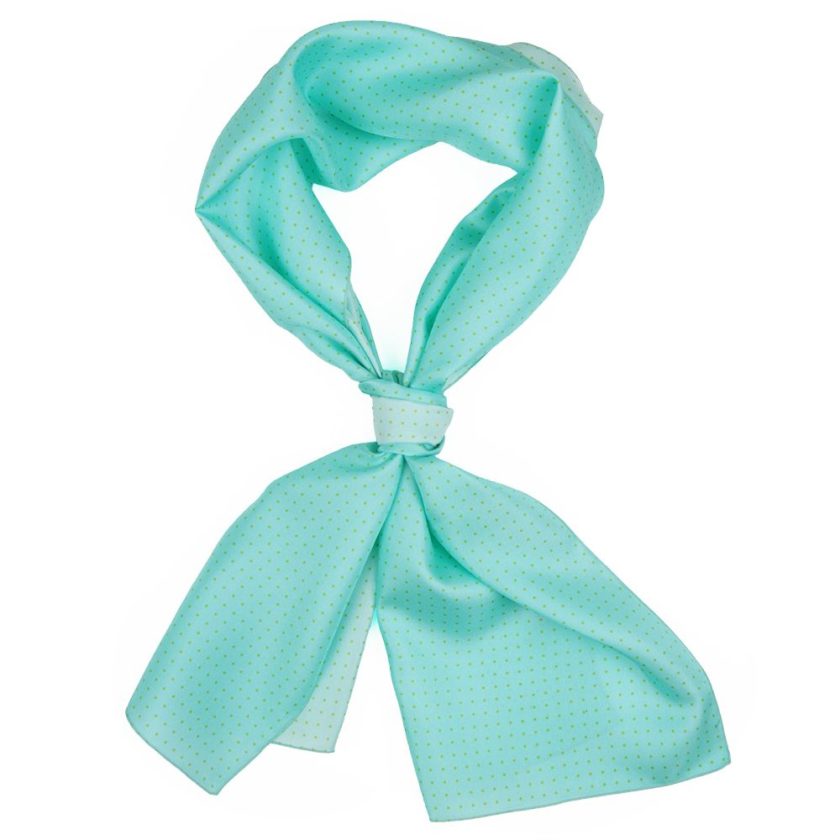 Echarpe en soie, twill de soie imprimé mini Pois col 13 turquoise