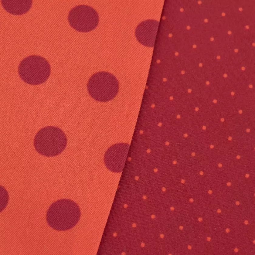 Twilly en twill de soie imprimé Gros et mini Pois col 18 Orange Rouge