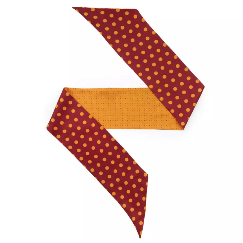 Twilly en twill de soie imprimé Gros et mini Pois col 19 Bordeaux