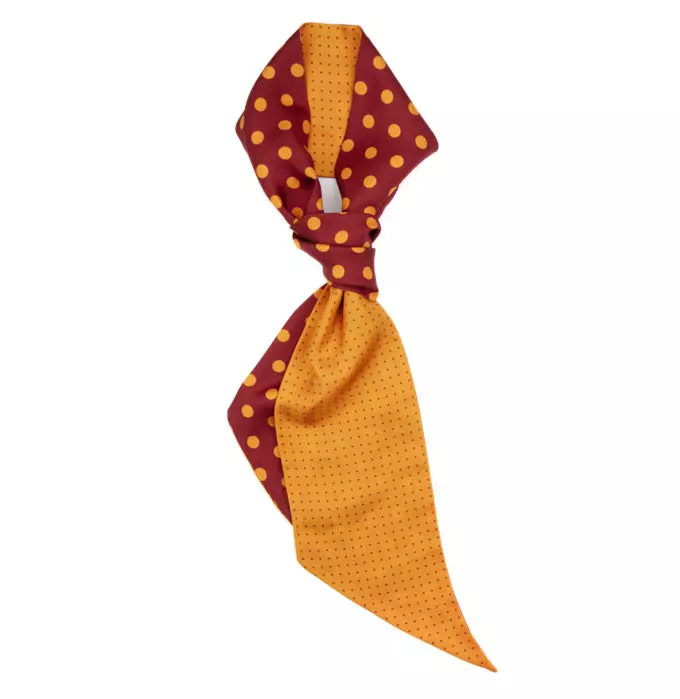 Twilly en twill de soie imprimé Gros et mini Pois col 19 Bordeaux