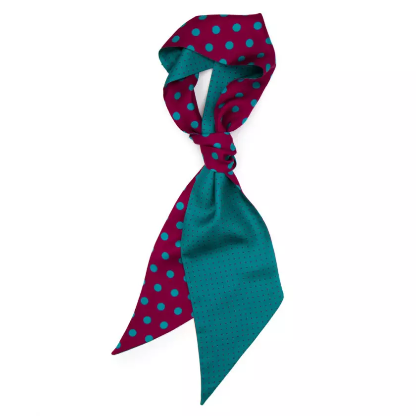 Twilly en twill de soie imprimé Gros et mini Pois col 20 Violet
