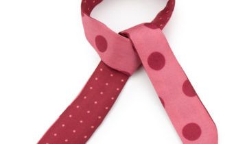 Lien en soie imprimé Gros Pois et mini Pois – Rose