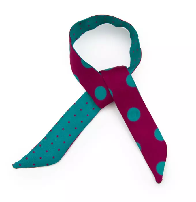Lien en soie imprimé Gros Pois et mini Pois col 20 Violet