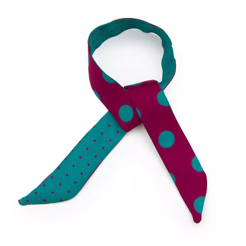 Lien en soie imprimé Gros Pois et mini Pois col 20 Violet