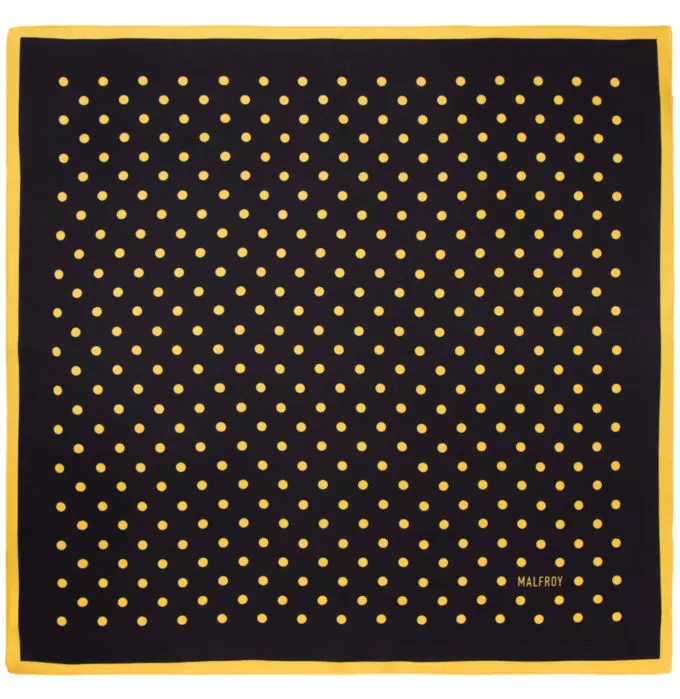 Carré de soie 49, twill de soie imprimé Pois col 10 Noir