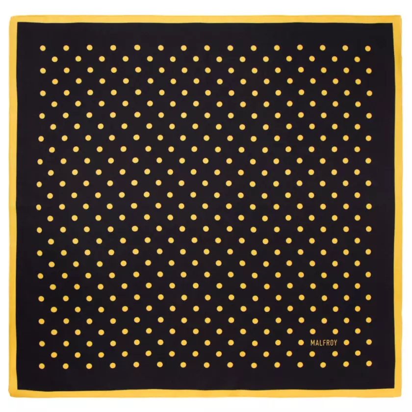 Carré de soie 49, twill de soie imprimé Pois col 10 Noir