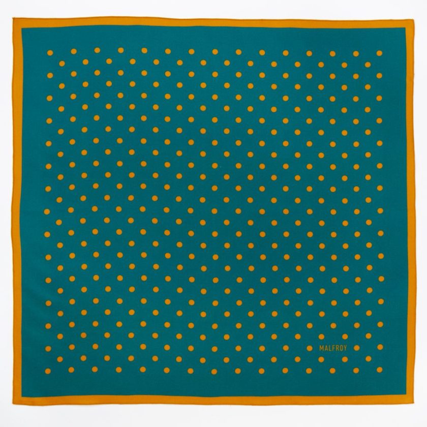 Carré de soie 49, twill de soie imprimé Pois col 11 Vert