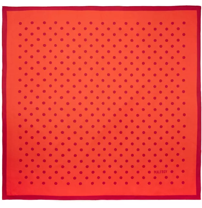 Carré de soie 49, twill de soie imprimé Pois col 9 Orange