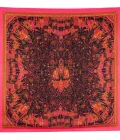 Carré de soie 90, twill de soie imprimé Indien - Rose
